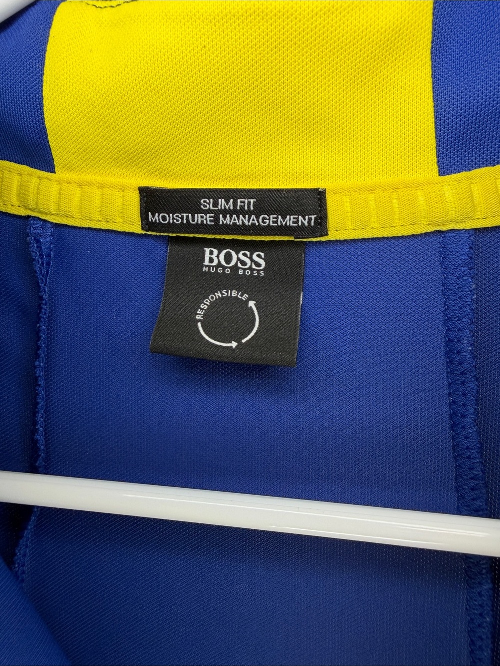BOSS Hugo Boss Men’s Quarter Zip Pullover Blue Yellow - Picture 4 of 5